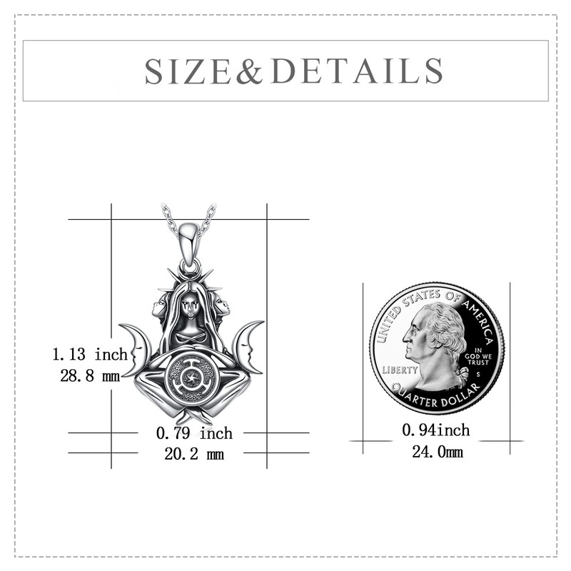 POPLYKE Wheel of Hecate Goddess Symbol Pendant Necklace Sterling Silver