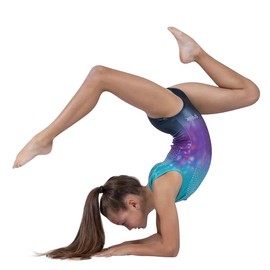 LIL'FOX Gymnastics Leotards for Girls - OMBRE GALAXY - Kids Dance, Tumbling, Acrobatics, Gymnastics Equipment