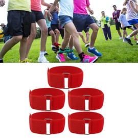 5Pcs 3 Legged Race Bands, Portable Outdoor Group Party Race Bands Games for Kids Adults Birthday Carnival Party Field Day (Red)