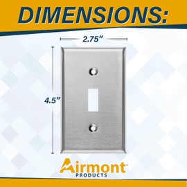 2 Pack Metal Toggle Switch Wall Plate, 1 Gang, Standard Size, 4.5'' x 2.75'', 430 Grade Stainless Steel, Corrosion and Heat Resistant Unbreakable Metal, Light Switch Cover Panel, With Matching Screws