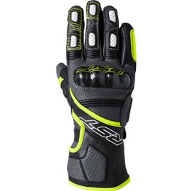 RST Fulcrum CE Perforated Leather Sports Motorcycle Gloves (Grey, Flo Yellow, Black, XL)