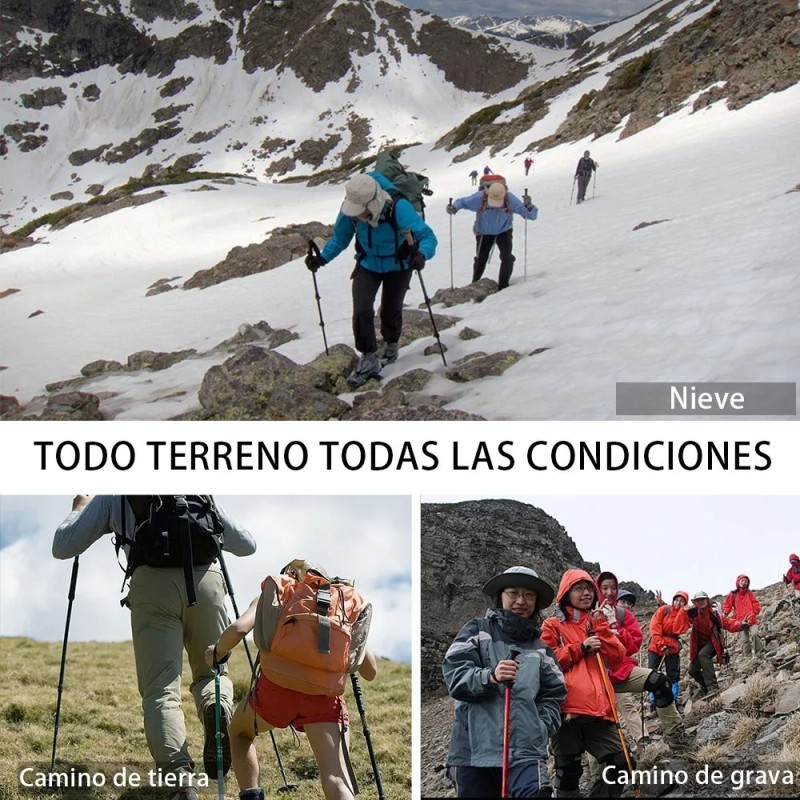 Bastones De Senderismo Bastón Plegables Trekking 2 Piezas