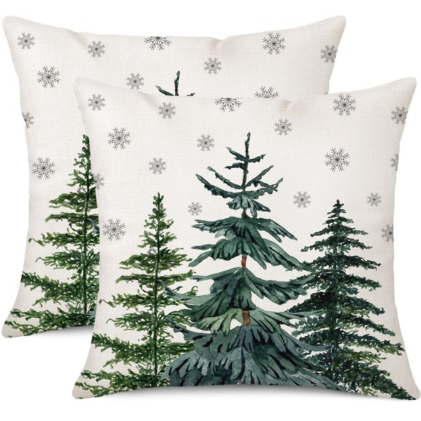 Gujiahone Christmas Trees Snowflake Throw Pillow Covers 18 x 18