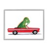 Stupell Industries Dinosaur Monster Sports Car Giclee Framed Wall Art,