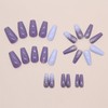 Medium Coffin Acrylic Full Cover False Nails Purple Flower Press