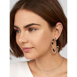 Hoop Earrings For Women Statement Acrylic Open Hoop Earrings Bohemia Tortoise Shell Stud Dangle Earrings Fashion Jewelry (Leopard)