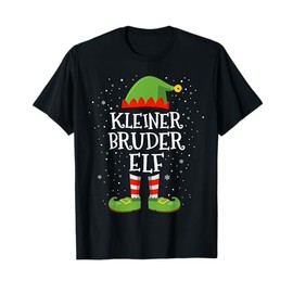 Little Brother Elf Christmas Family Outfit Partner Look T-Shirt, black