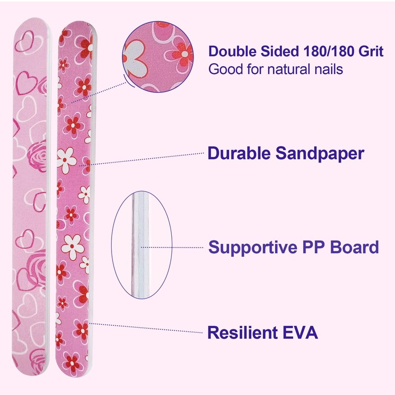 Nail Files (24 Pack), Colorful Emery Board Nail File for