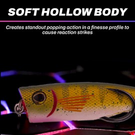 SNAG PROOF Zoo Pop Topwater Super Soft Hollow Body Lure | 3/8 oz, Yellow Perch