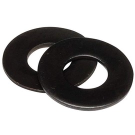 #10 (3/16") Black Stainless Steel Flat Washer (100 pcs), Black Oxidized in USA by Makers Bolt