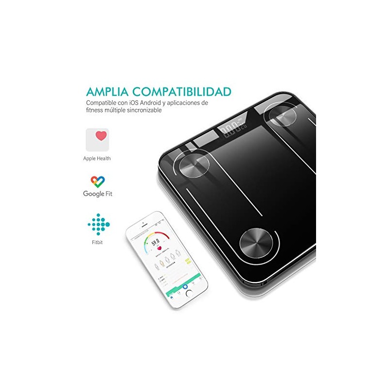 TYC Escala de Grasa Corporal, Báscula Inteligente Bluetooth 4.0 Digital