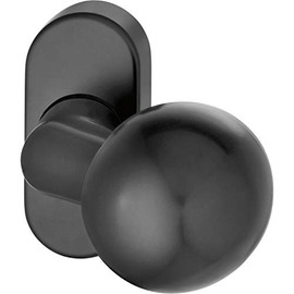 FSB 0 07 0846 22801 0810 Door Knob Fixed Diameter 50 mm Door Handle on Rosette Offset Door Knob Aluminium Black Matt 070846, Silver