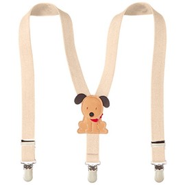 [Made in Japan] Kids Suspenders (Dog) Beige Child Compatible Height: 31.5 - 43.3 inches (80 - 110 cm), Y-type, beige