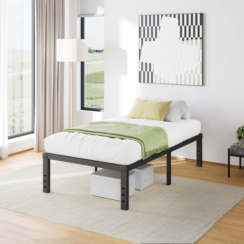 Furnitui 16 Inch High Metal Twin XL Bed Frames, Platform