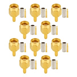 Vecys SMA Connectors SMA Male Crimp Connector for RG58 RG142 RG400 LMR195 RF Coaxial Cable Pack of 10