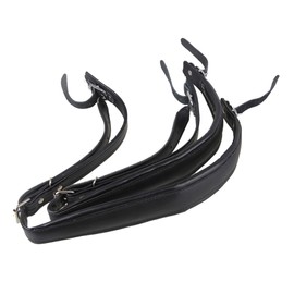 2Pcs Black Accordion PU Leather Shoulder Strap with Adjustable Buckles