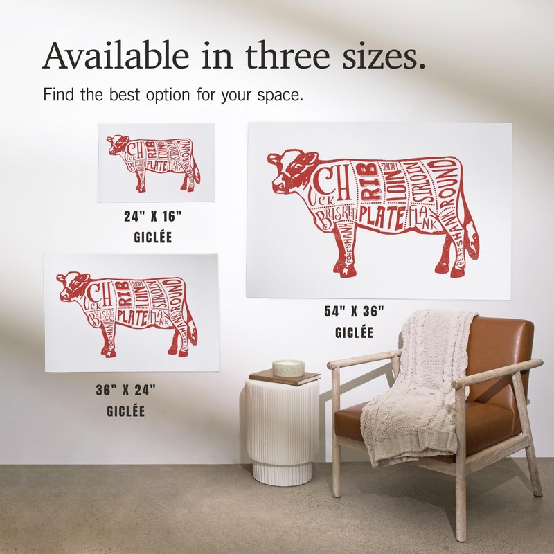 Lantern Press 36x54 Inch Giclee Print, Beef, Butchers Block Meat