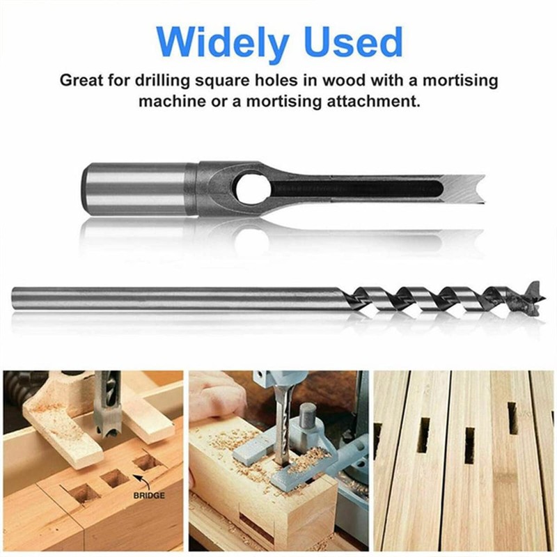 Michear Woodworking Square Hole Drill Bit 8mm Auger Mortise Chisel