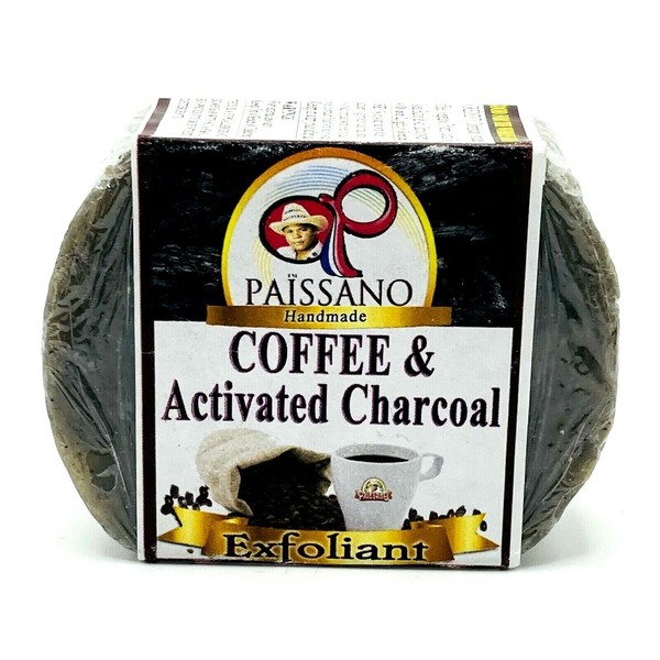 Paissano Coffee and Activated Charcoal Bar Soap Handmade, 4 oz