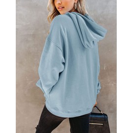 Orchidays Women's Casual Pocket Hoodies Long Sleeve Fashion Drawstring Pullover Tops (as1, alpha, s, regular, regular, Light Blue)