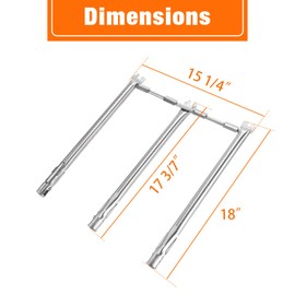 WERGEBER 69787 18 Inch Grill Burner for Weber Spirit 300 and GS4 Spirit II 300 Series, Spirit E310 E320 S310 S320 E330 S330 SP330 (2013 and Newer), Stainless Steel Burner Tube Replace Part
