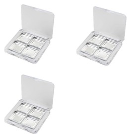 Eyeshadow Case, Transparent Color, Easy to Clean, 4 Frame Design, Aluminum Plates Included, Double Sided Tape Included, Cosmetic, Durable, Lightweight, Portable, 3 Pieces