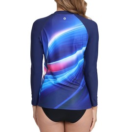 Eteoepo Rash Guard for Women UPF 50+ Long Sleeve Shirts Surfing Swimming Tops Lightweight(Blue Universe,M)