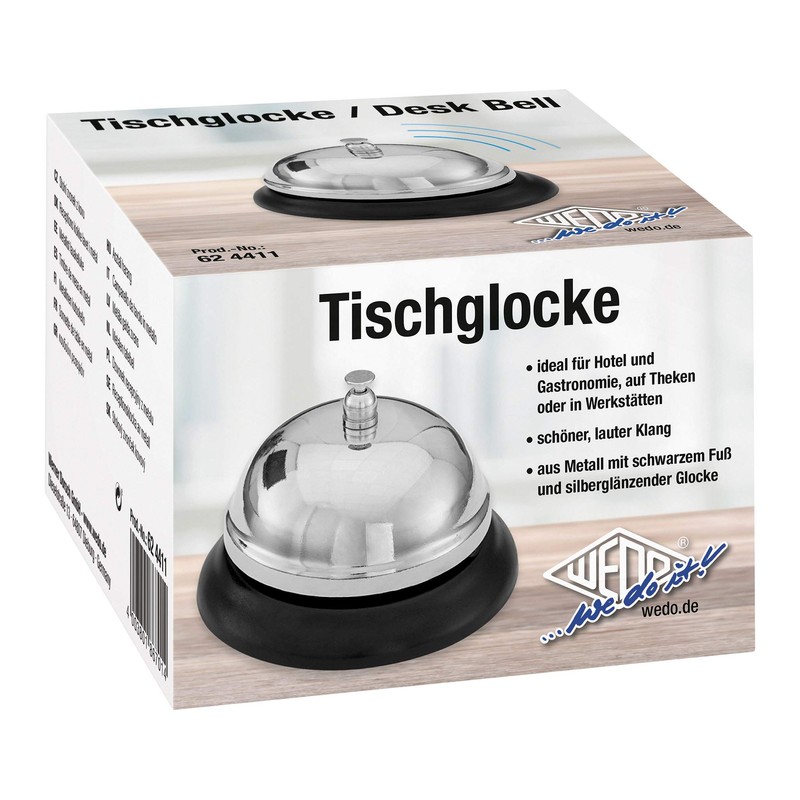 WEDO Table Bell, Metal, Black, 8.5 cm, Metal, Black, Normal
