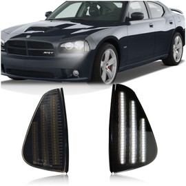 Smoke White Side Marker Light Compatible with Dodge Charger Daytona SE R/T SRT8 SXT 2006-2010 Front Corner Side Turn Signal Indicator Lights Accessories