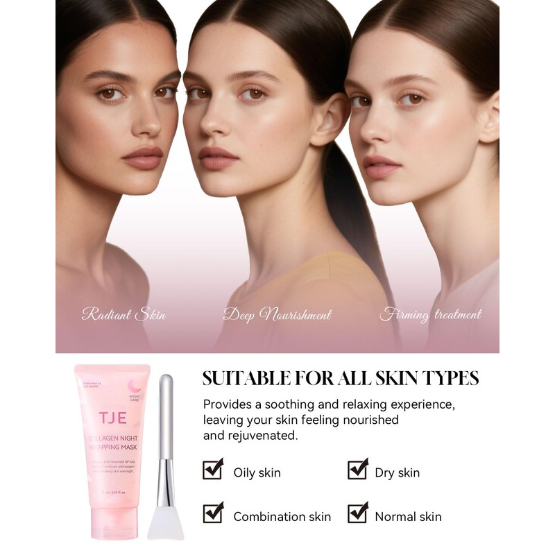 TJE Collagen Night Wrapping Mask, Collagen Peel Off Face Mask
