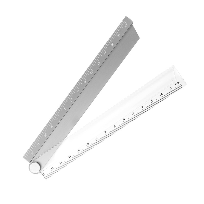 sourcing map Folding Straight Ruler 30cm Metric Aluminum Alloy Protractor