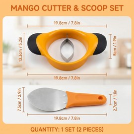 2 PCS Mango Cutter, Corer with Mango Scoop, Fruit Slicer for Kitchen, Easy Fruit Preparation Tool