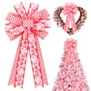Valentine Tree Topper Bow with Pink Love Heart Valentines Burlap