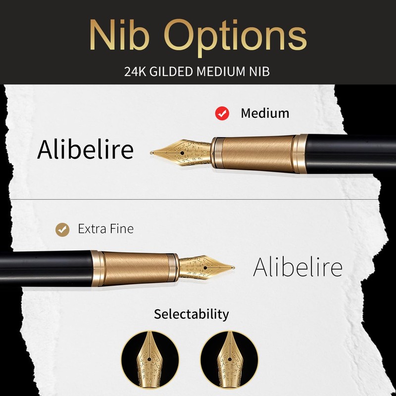 HDDNB Black Luxury Fountain Pen Set for Men and Women