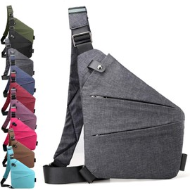 Anti-Theft Travel Bag, Anti-Theft Bag, Women's Theft-Proof Shoulder Bag, Nylon Chest Bag for Men and Women, Lightweight, Simple and with Large Frame, gray