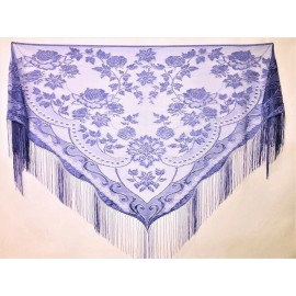 Heritage Lace Lace Shawl Wrap 39" x 82" Victorian Style Fringe Lavender Wedding Prom