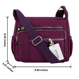 Gelory Womens Cross Body Bag Casual Shoulder Bag Handbag Multi Pocket Messenger for Shopping Daily (Gray)