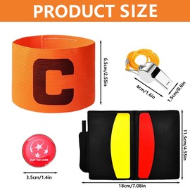 SGERUFZ 2 Captain's Armband Football Referee Set with Football Whistle, Yellow and Red Card, Flip Coin, Game Note Cards for Football Game
