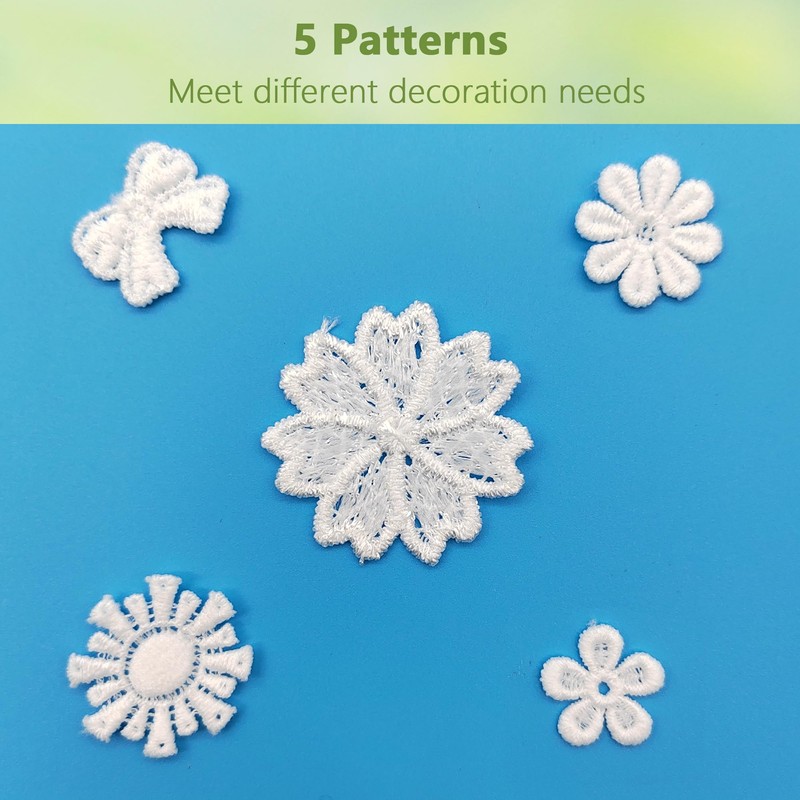 XCSJ 50 Pcs Lace Flowers Appliques White