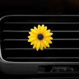JIHUOO 3 Pcs Daisy Flower Air Vent Clips Air Conditioning Outlet Clips Car Air Freshener Clip Charm Car Inter Decor Accessories Yellow