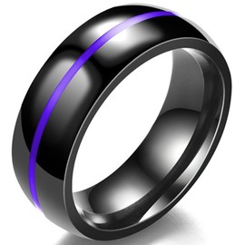 8MM Classical Black Stainless Steel Ring Plain Wedding Band (Black Purple, 10)