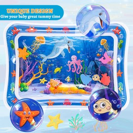 Morofme aufblasbare Tummy Time Wasser Matte Premium Wasser spielen Matte für Säuglinge und Kleinkinder Baby Spaß Zeit spielen Matte sensorische Spielzeug spielen Activity Center für 3 bis 24 Monate