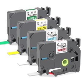 PROFICETIK 4 x Multicolor Labels Compatible with Brother Ptouch Label Tape Replacement for Brother P Touch Tze Tape 12mm Laminated Cassette, for Brother Label Maker PT-h110 1000 1010 1080