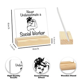 Social Worker Gifts for Women Social Worker Appreciation Gifts LCSW MSW ACWS BSW Retirement Graduation Birthday Gifts for Social Work Practitioner Office Decor Clear Acrylic 4 x 4 Inch