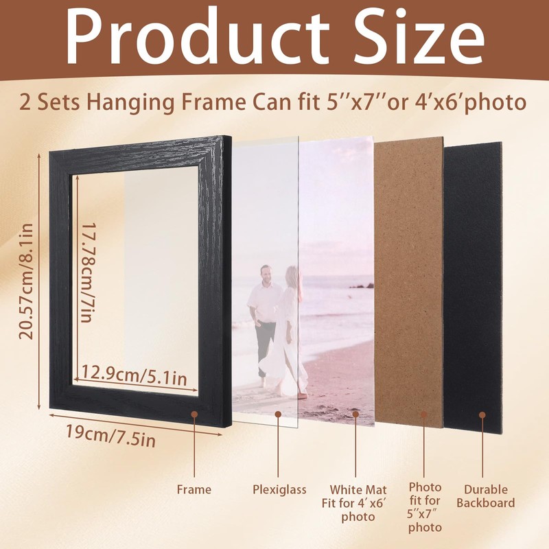 Ubamdom 2 Set 5x7 Hanging Picture Frames Collage with 8
