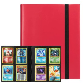 Card File, Card Binder, Sticker File, 4 Pockets, Holds 160 Cards, PP Material, Elastic Bandage Binding, Card Sheets, Collects Other Game Cards (4 Pockets, Red)
