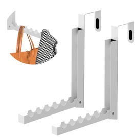 Generic 2 Pack Over The Door Hooks Hanger, Foldable Over Door Drying Laundry Rack Hooks for Hanging Clothes with 6 Groves Over Door Towel Racks for Clothes,for Hanging Clothes Bedroom Bathroom, White