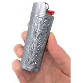 Vintage Metal Lighter Case Cover Holder fits BIC Full Standard Size Lighter J6 Metal Lighter Case Cover Holder Vintage Retro Lighter case in Silver Color