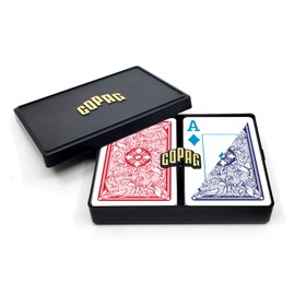 Copag 4-Color Legacy Design 100% Plastic Playing Cards, Bridge Size Jumbo Index Red/Blue Double Deck Set…