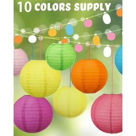 Paper Lanterns Decorative Hanging Chinese 20CM Multicolor Round Paper Lanterns for Christmas New Years Birthday Wedding Baby Bridal Shower Home Decor Party Decoration (20, Multicolor)